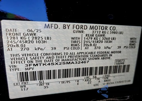 2025 Ford Mustang Mach-E Gt from USA, damaged, VIN 3FMTK4SX2SMA32467